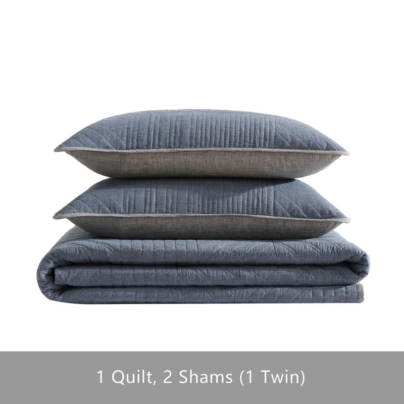 Eddie Bauer - Twin Quilt Set, Reversible Bedding with Matching Sham, Lightweight Home Decor for All Seasons (Hidden Lake Blue, Twin) - Image 5
